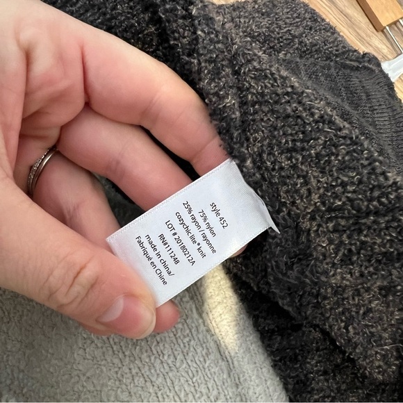 Barefoot Dreams CozyChic Lite Circle Cardigan Carbon Heathered Black - Picture 9 of 11